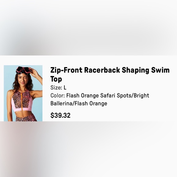 Fabletics Zip-Front Racerback Shaping Swim Top - Picture 4 of 4